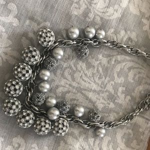 Ann Taylor Crystal and Pearl ball necklace